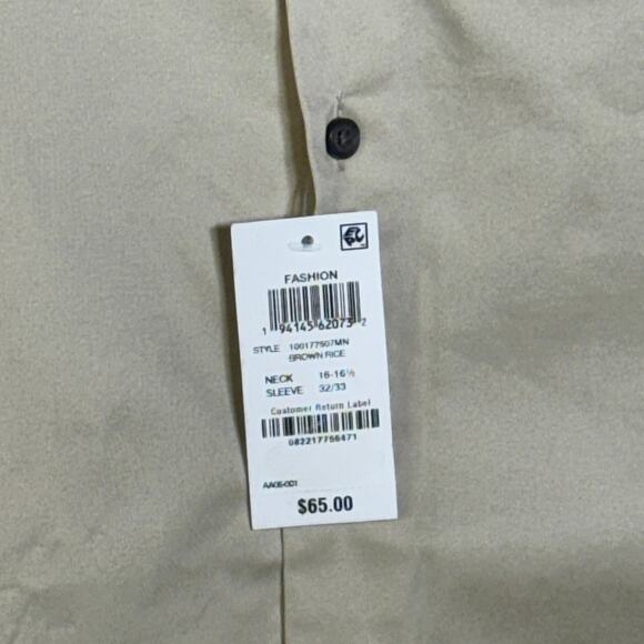 Alfani Men's Slim-Fit Temp Regulating Dress Shirt, Brown Rice 16-16.5 32-33 $65 - Picture 5 of 6